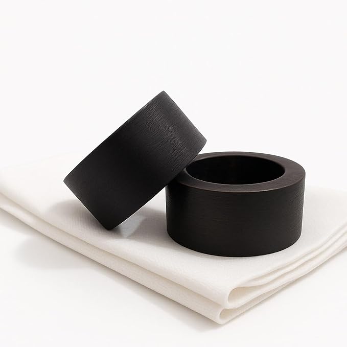 Handmade Wooden Napkin Ring Made by Artisan Beautifully Crafted and Designed in India (Set of 12, Natural Jalai)