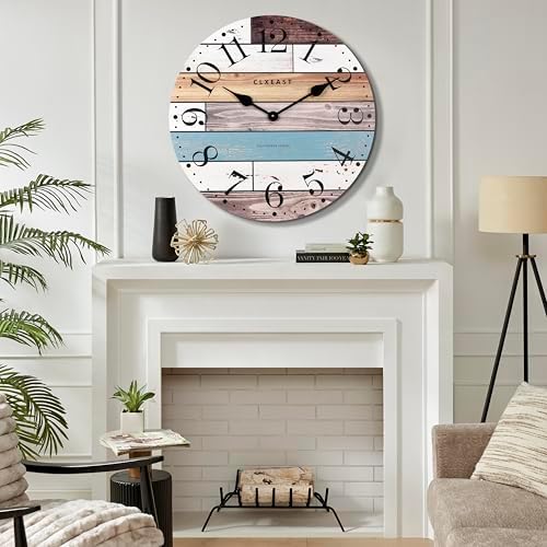 CLXEAST 24 Inch Coastal Farmhouse Wall Clocks for Living Room Decor