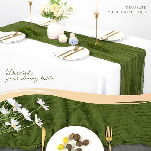 20 Pack Cheesecloth Table Runner 17 x 108 Inch, Olive Green