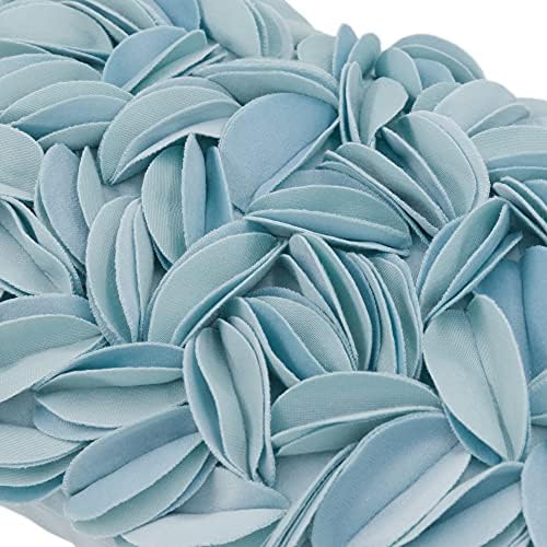 KINGROSE Handmade 3D Floral Accent Throw Pillow Case Soft Pillow Cover Gorgeous Cushion Cover for Sofa Couch Bed Home Decor 12 x 20 Inches Velvet Light Blue