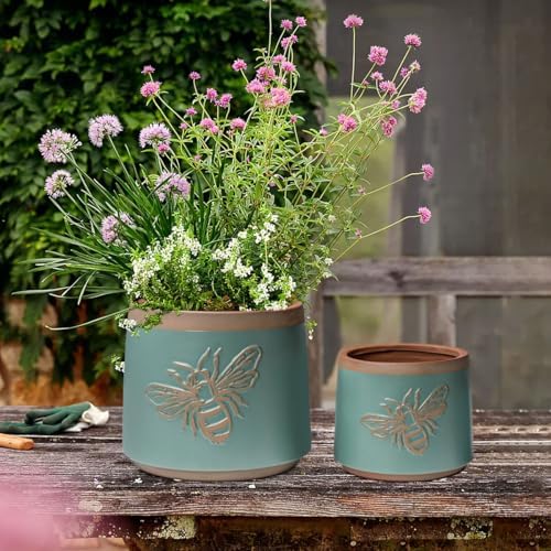 Terracotta Pots, 6+4 Inch Plant Pots, 2 Pcs with Drainage Holes