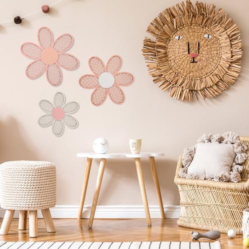Maitys 3 Pcs Boho Daisy Flower Wall Decor Nursery Art,Rustic Color