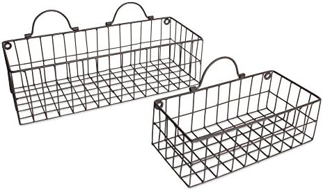 DII Farmhouse Vintage Décor, Wire Wall Basket, Assorted, Gray, 2 Piece