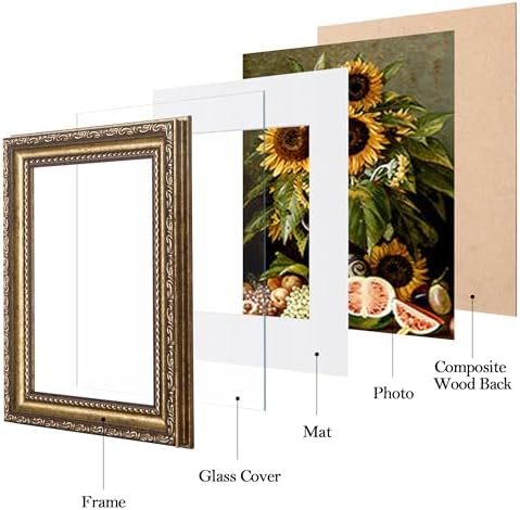 eletecpro 5x7 Vintage Picture Frame, Glass Cover, Bronze Gold, 2-Pack