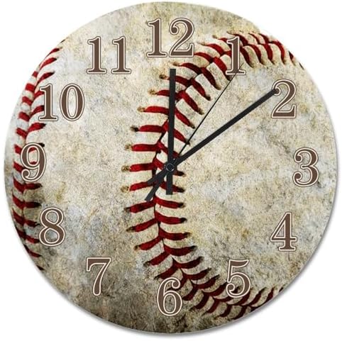 ArogGeld Baseball Sport Wall Clock Cute Baseball Large Wooden Wall Clocks