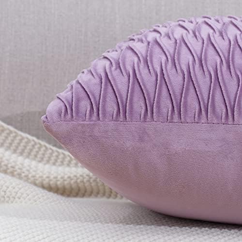 MADIZZ Set of 2 Super Soft Velvet Decorative Throw Pillow Covers 18x18 inch Violet Square with Texture Luxury Style Cushion Case Pillow Shell for Sofa Bedroom