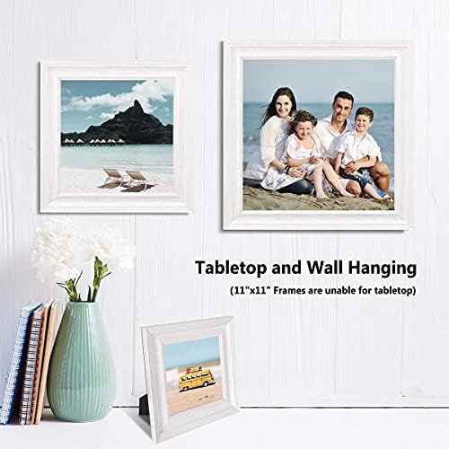 LaVie Home 8x8 Picture Frames (1 Pack, Distressed White) Rustic Photo Frame Set with High Definition Glass for Wall Mount & Table Top Display