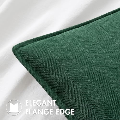 MIULEE Pack of 2 Green Euro Shams Chenille Pillow Covers 22x22 Inch