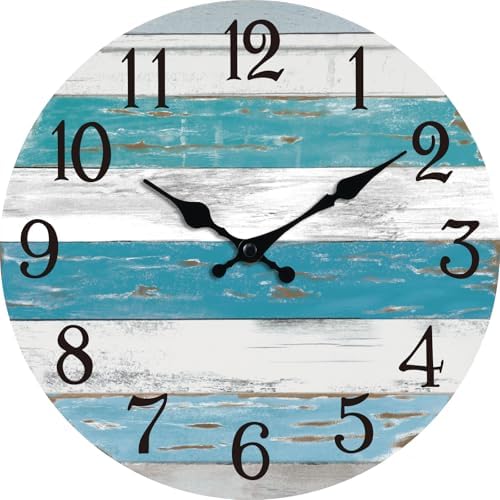 KECYET 10 Inch Wall Clock Battery Operated Silent Non Ticking Beach