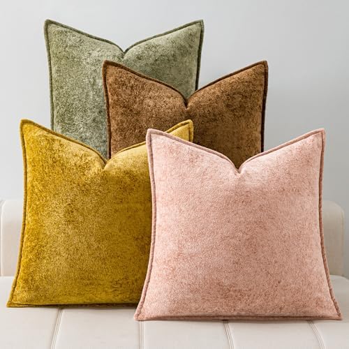 Velvet 3D Ice Flower Throw Pillow Covers 16x16 Inch Set of 4