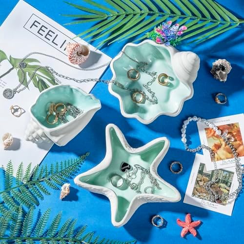OSOPOLA Ceramic Conch Jewelry Tray Ocean Ring Holder Dish Key Tray