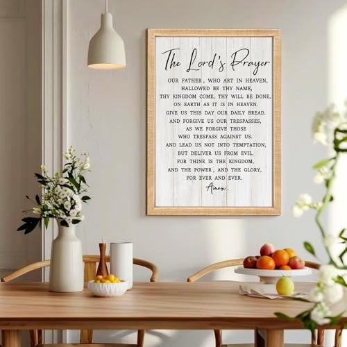 The Lord’s Player Rustic Bible Verse Framed Wall Art, 11''×16'' Narrow Positive Religious Christian Saying Sign for God Jesus Christ Prayer, Vintage Holy Inspirational Catholic Scripture Decor