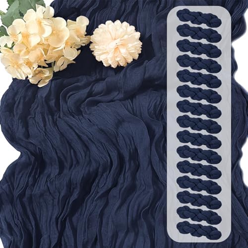 15 Pack Navy Blue Cheesecloth Table Runner 17 x 108 inch Cheese Cloth Table Runners 9ft Blue Table Runner Rustic Romantic Sheer Gauze Runner for Wedding Party Baby Shower Table Decoration