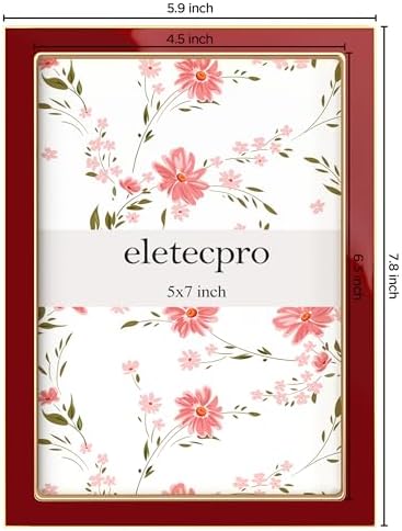 eletecpro 5x7 Enamel Picture Frame with Real Glass Cover, Red, 1-Pack