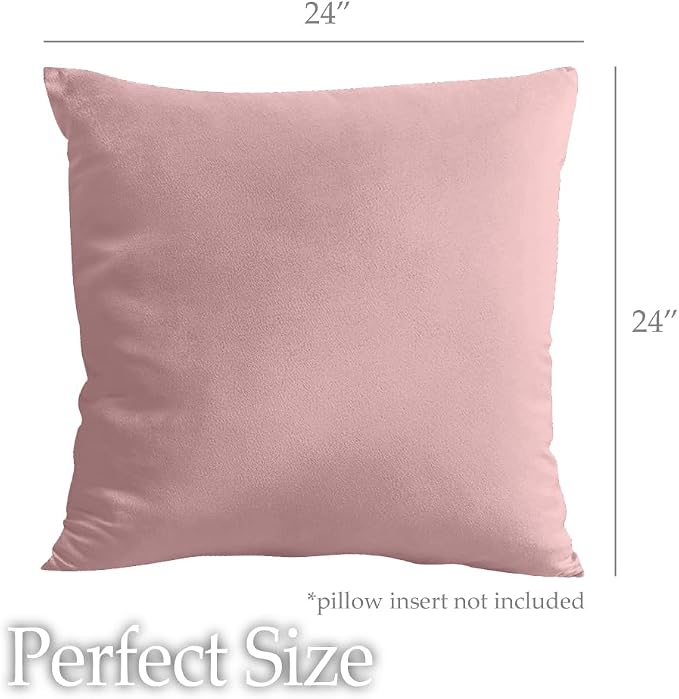 lalaLOOM Velvet Throw Pillow Covers, Set of 2, 24x24 Dusty Rose