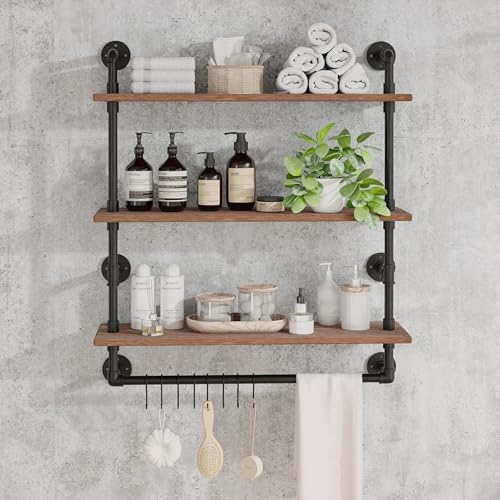 ROGMARS Industrial Pipe Shelving Bathroom Shelves with Towel bar