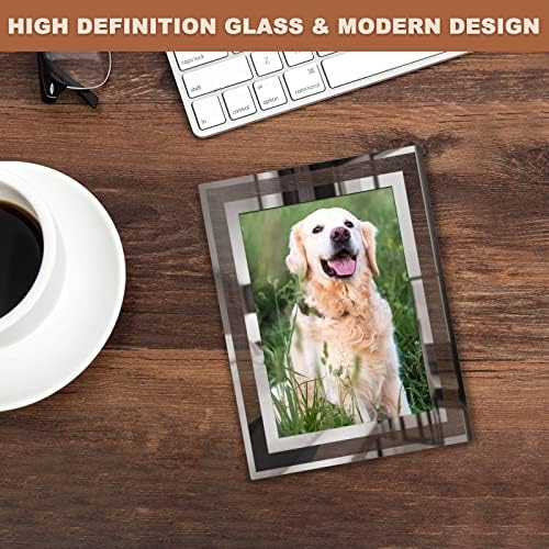 4x6 Picture Frames Set of 4, Silver Mirror Glass Photo Frame for Tabletop Display, Gift Picture Frame, Horizontally or Vertically