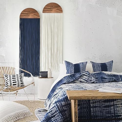 2Pcs Macrame Wall Hanging Fiber wall Art Handmade Boho Decor 13.7"W*51"L