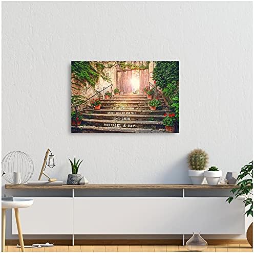 I Will Love You Every Step of the Way Picture Print Artwork with Couple's Names Date and Your Own Message on,Great Gift for Birthday and Holidays.36X24 inches