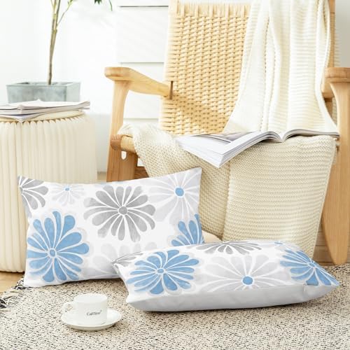 CaliTime Decorative Couch Throw Pillow Covers, 20 X 12 Inches, Blue Grey