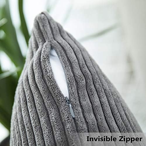 Home Brilliant Throw Pillow Covers 2 Packs Soft Cushion Covers Striped Velvet Throw Pillow Cases for Bed Living Room, 55x55 cm, 22 x 22 Inch, Dark Grey