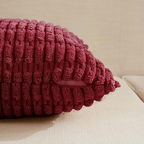 Fancy Homi 4 Packs Decorative Throw Pillow Covers for Living Room Couch Bed, Modern Farmhouse Boho Home Décor Accent Cushion Case, 20" x 12", Burgundy