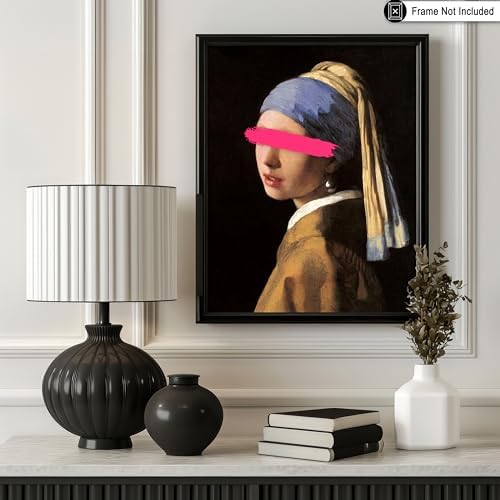Poster Master Girl with a Pearl Earring Painting Print - Baroque Portrait Poster - Altered & Pop Art - Gift for Men & Women - Decor for Bedroom, Living Room or Office - 16x20 UNFRAMED Wall Art