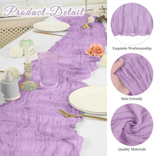 20 Pack Cheesecloth Table Runner 17 x 108 Inch, Lavender