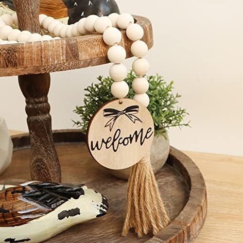 Meplait Welcome Wooden Bead Garland, 38in Decorative Beads Home Decor