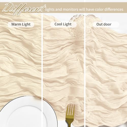 25 Pack Ivory Cheesecloth Table Runner 17 x 108 Inch Gauze Table Runner Fabric Semi Sheer Cheese Cloth Table Decor Bulk for Rustic Romantic Wedding Baby Shower Table Decoration