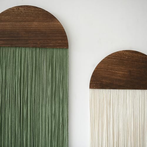 2Pcs Macrame Wall Hanging Boho Decor yarn Handmade Round Tassel 13.7"W*51"L