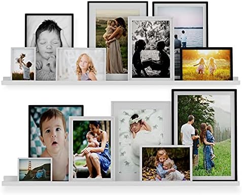 Wallniture Denver 46 Inch White Floating Shelves for Wall Decor, Narrow Picture Ledge Shelf Set of 2, Wood