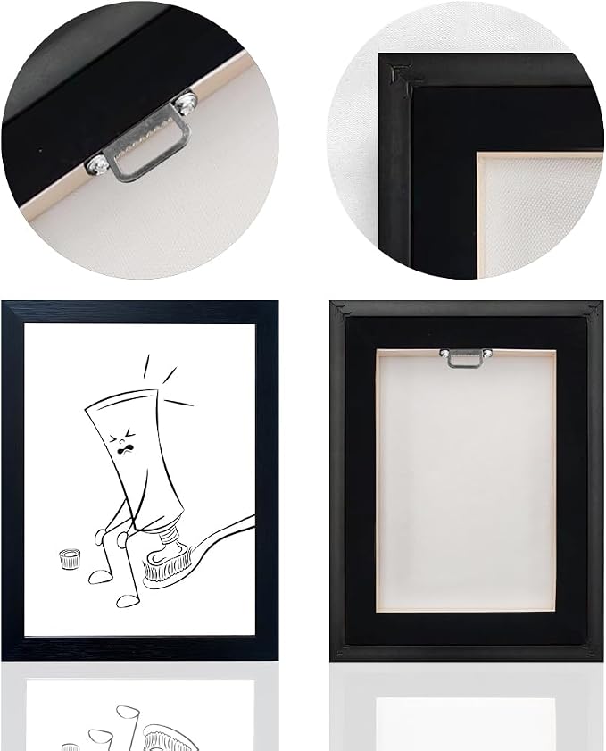 Framed Funny Bathroom Wall Art, Black and White Toilet Wall Decor, Guest Toilet Canvas Print, Minimalist Humoristic WC Artwork, Framed Bathroom Canvas Print Sign Accesorries