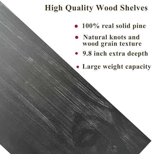 ROGMARS Industrial Pipe Shelving Pine Wood Black Floating Shelves for Wall