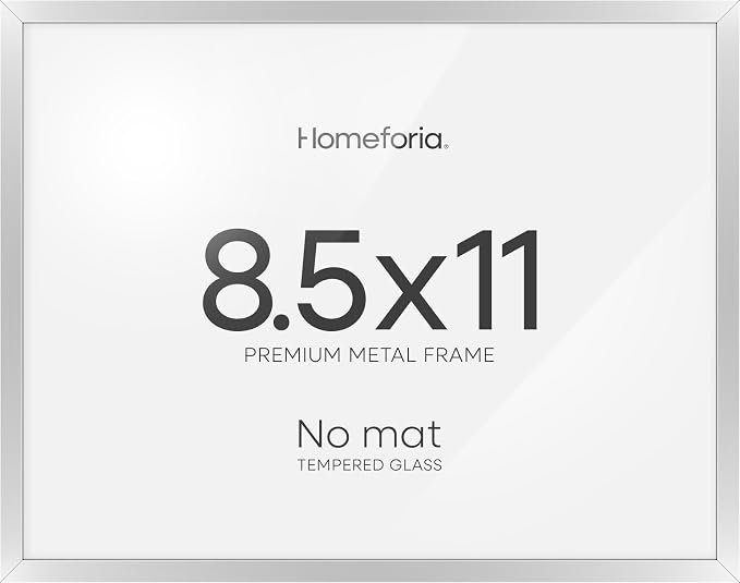 Homeforia 8.5x11 Silver Diploma Frame, High-End Metal, Glass