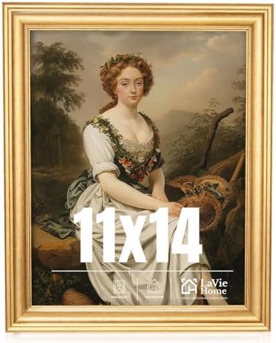 LaVie Home 11x14 Picture Frames (1 Pack, Gold) Photo Frame with Plexiglass for Wall Mount Display