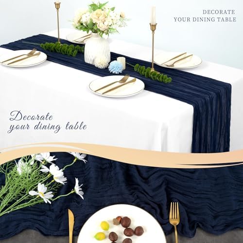 10 Pack Cheesecloth Table Runner 17 x 108 Inch, Navy Blue