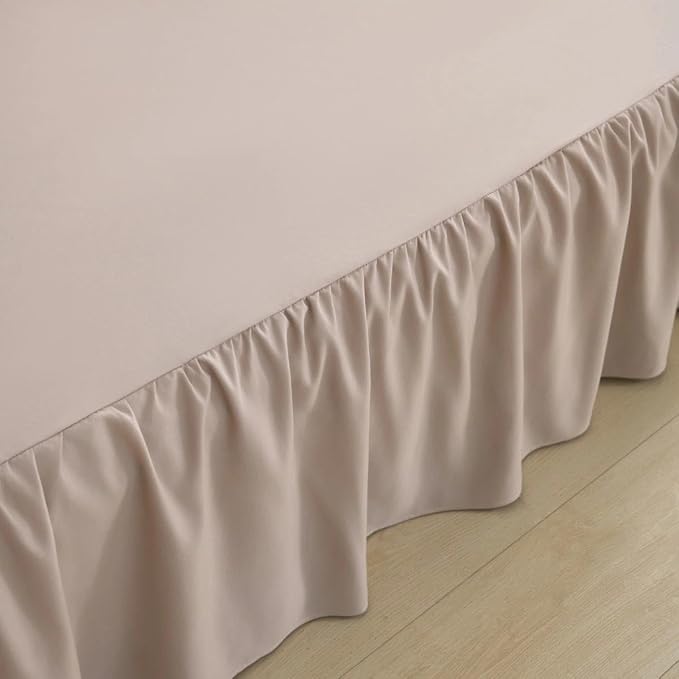 Bed Skirt Queen Size Ruffled Bed Skirt, 16'' Queen Dust Ruffle Bed Skirts | With Split Corners, Dust Ruffle with Platform, Microfiber, Breathable, Soft, Easy Fit, Almond