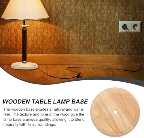 PATIKIL 5.5" x 1.3" Wooden Lamp Base, 2pcs Round Solid Wooden Base Wood Desk Lamp Display Stand Replacement for Bedroom Bedside Table Lamps DIY