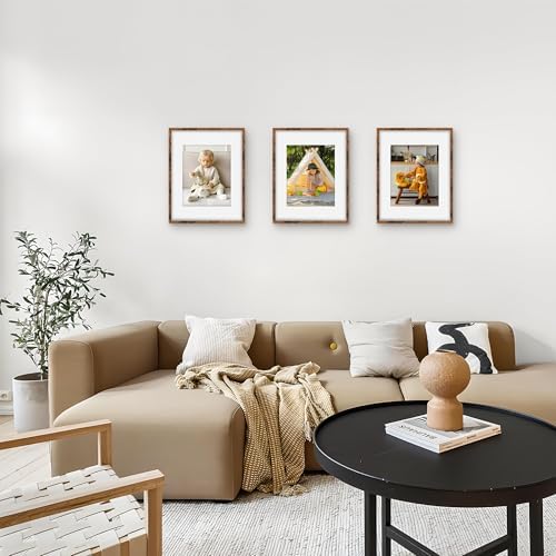 Picrit 11x14 Picture Frame Set of 12, Modern Gallery Wall Frames, Brown
