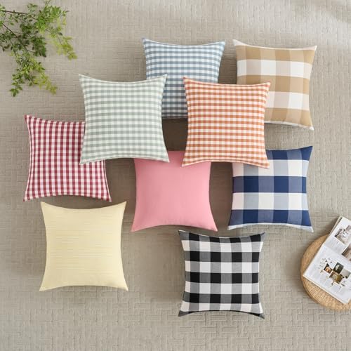Nautical Navy Blue and White Striped Couch Pillow Covers 20x20 Set of 2