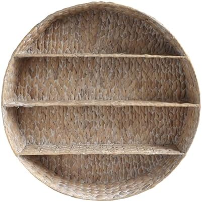 happimess Annulus 3-Shelf Circular Hyacinth Wall Rack 24.6", White Wash
