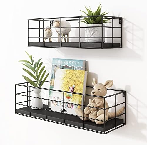 Fixwal Wire Frame Floating Shelves for Wall 4 Different Sizes, Black