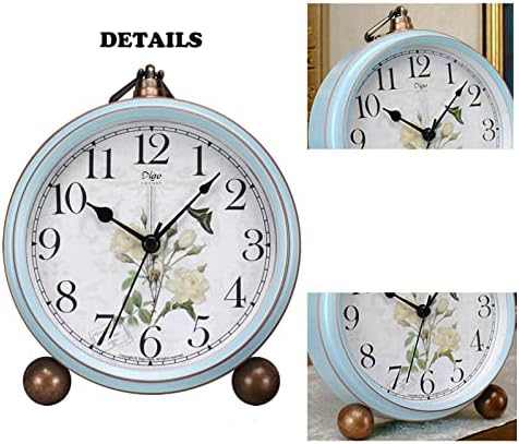 Maxspace 5.2in Desk Clock, Retro Silent Analog Clock Non-Ticking & Battery Operated with Quartz Movement,Clock Decor for Bedroom Living Room
