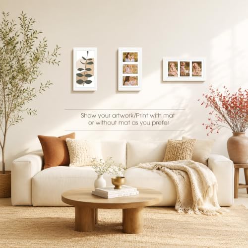 Golden State Art Collage Picture Frame 7x14 Matted 3 4x6 Photos Wood White