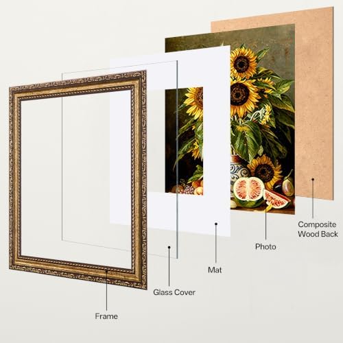 eletecpro 12x12 Vintage Picture Frame, Glass Cover, Bronze Gold, 2-Pack