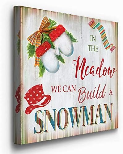 Renditions Gallery Xmas Wall Art Paintings & Prints In the Meadow we can build a Snowman Canvas Hanging Artwork for Bedroom Home Kitchen Wall Decorations - 24"X24" LT05