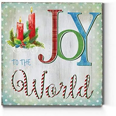 Renditions Gallery Christmas Celebration Wall Art Joy to the World Xmas Candle Canvas Hanging Artwork Prints for Bedroom Office Home Kitchen Decorations - 24"X24" LT05