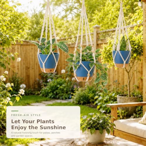 3 Set Self Watering Hanging Planter for Indoor Plants Macrame Plant Hangers
