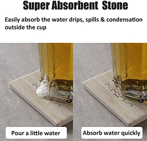 Funny Coasters for Drinks, Coasters Set of 6 Ceramic Coaster with Cork Base Coasters for Wooden Table Housewarming Gift New Home Apartment Kitchen House Decor Gift for Women Men